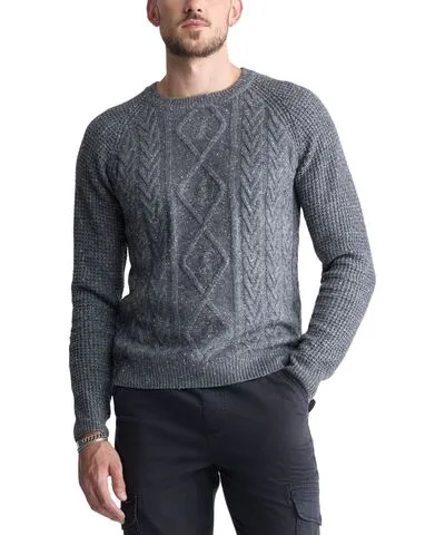 Buffalo David Bitton Men's Wallaby Nep Yarn Cable Knit Crewneck Sweater