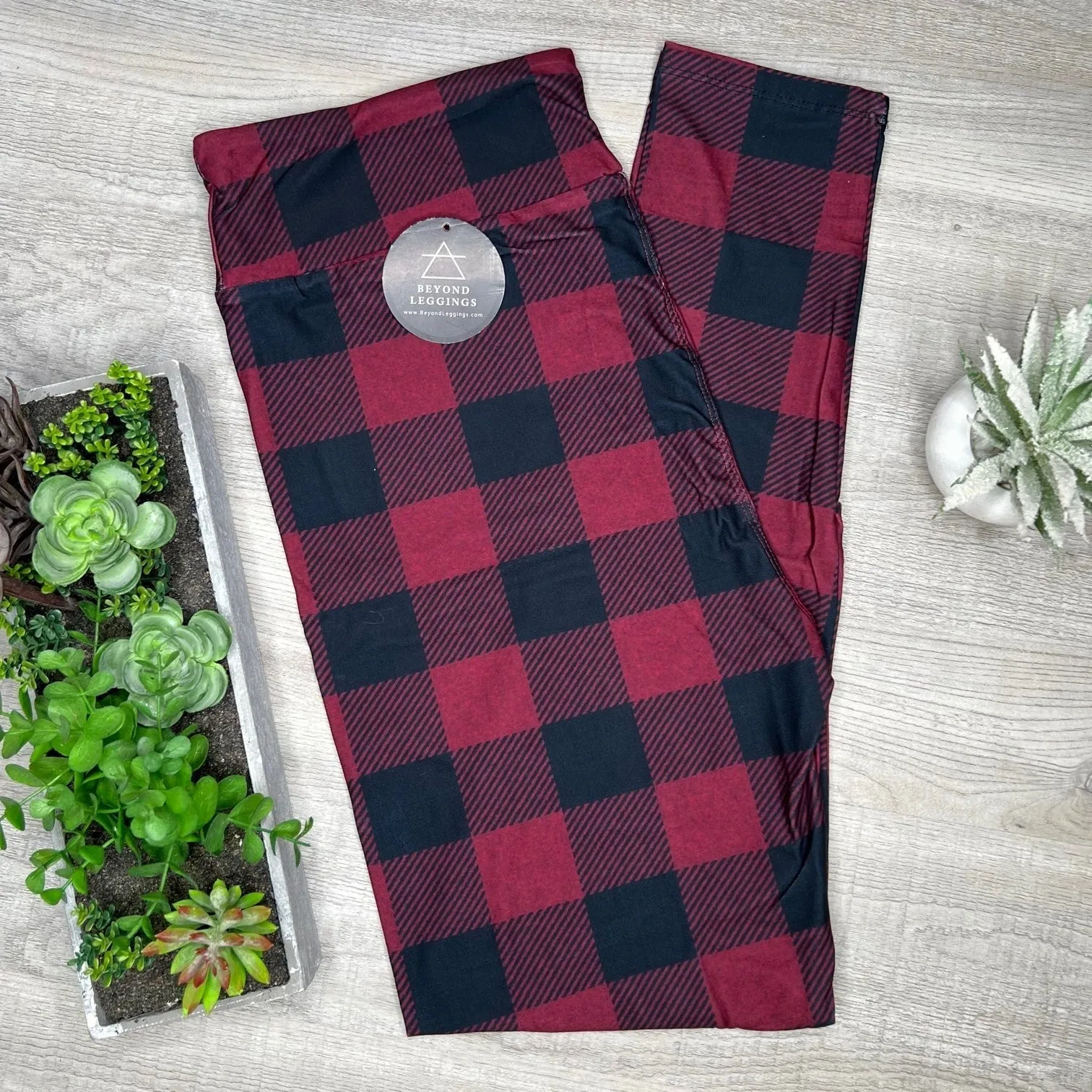 Burgundy Buffalo Plaid Soft Leggings