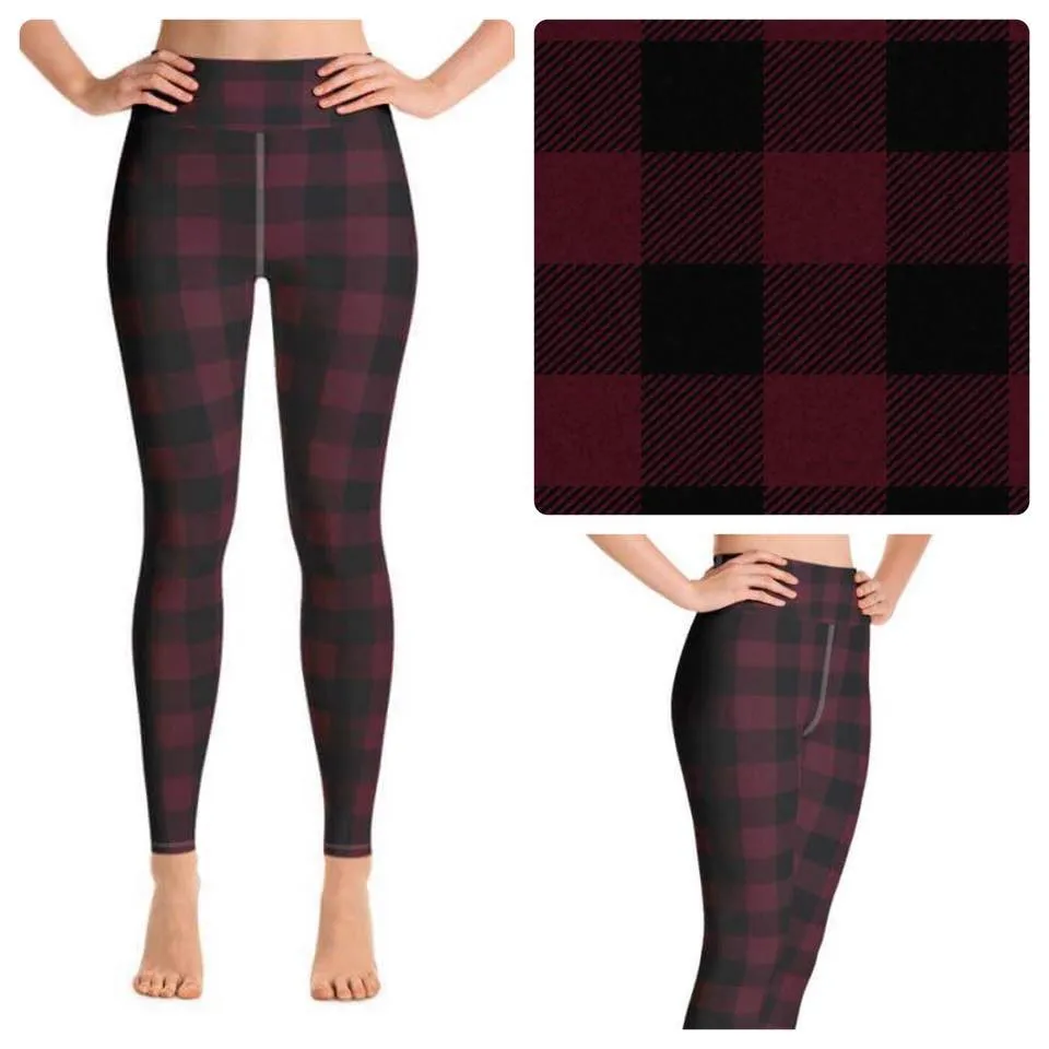 Burgundy Buffalo Plaid Soft Leggings