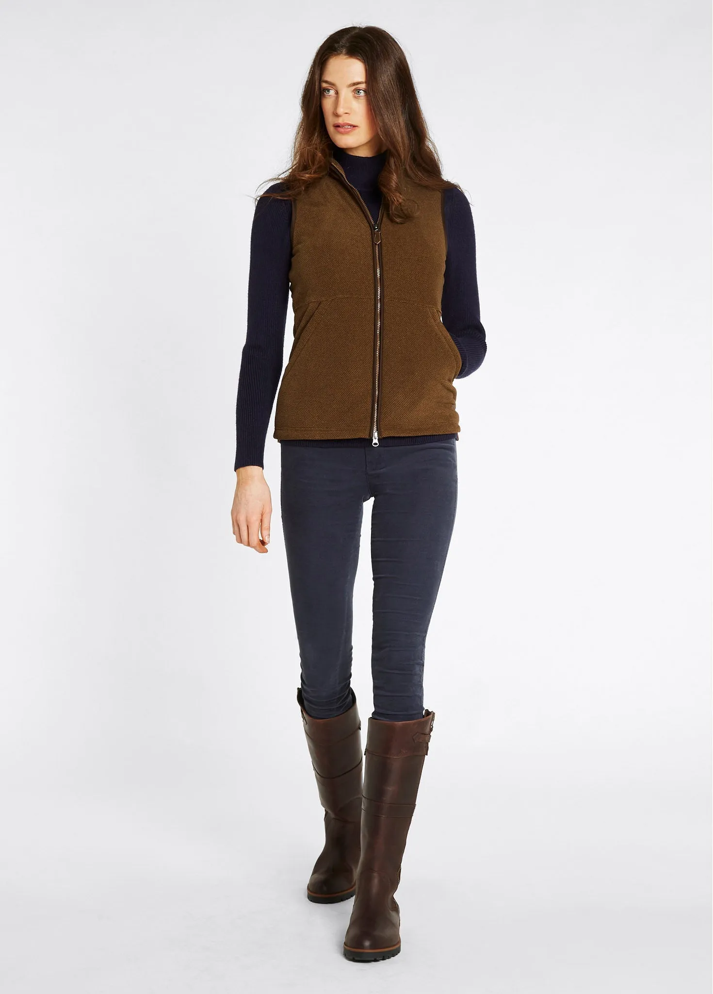 Carbury Women's Fleece Gilet - Walnut