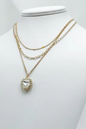 Charming Composure Triple Layer CZ Heart Necklace