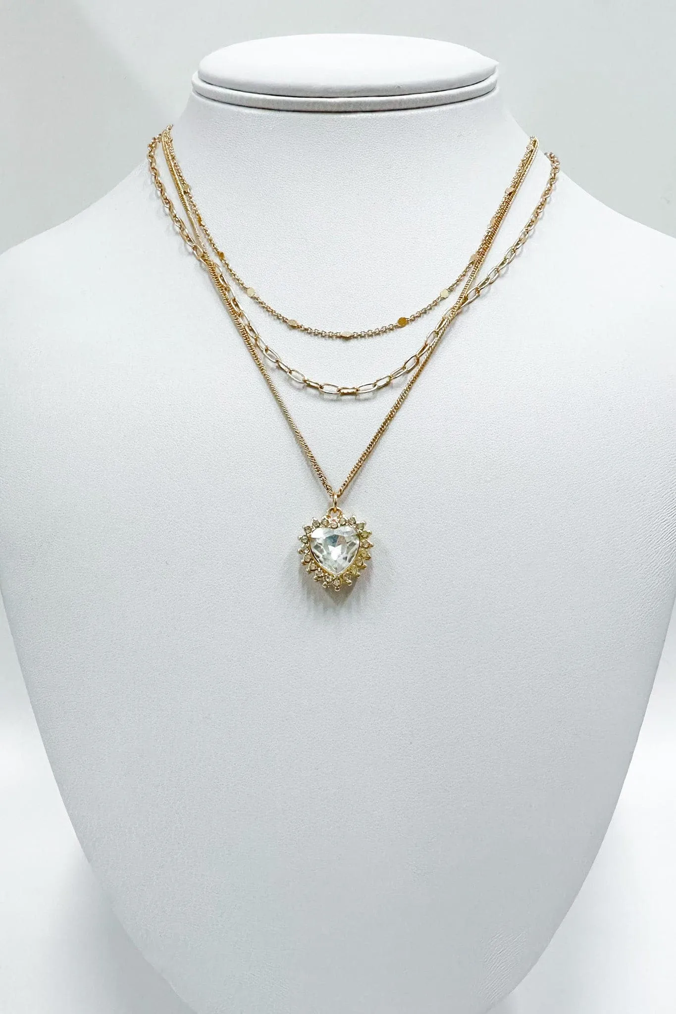 Charming Composure Triple Layer CZ Heart Necklace