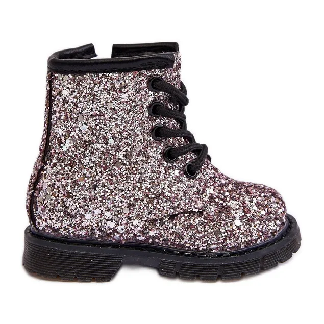 Children's Glitter Insulated Boots with Zipper, Pink Saussa