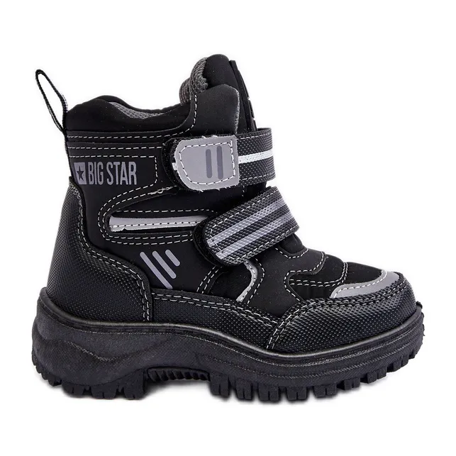 Children's Insulated Velcro Snow Boots Black Big Star MM374129