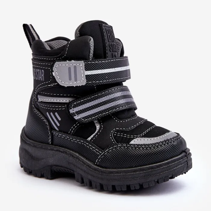 Children's Insulated Velcro Snow Boots Black Big Star MM374129