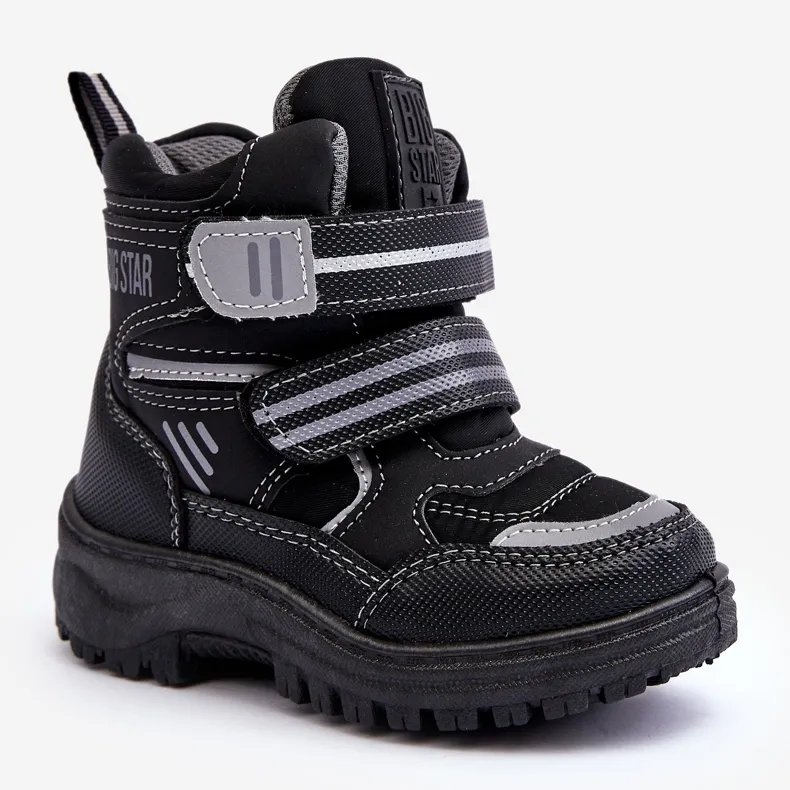 Children's Insulated Velcro Snow Boots Black Big Star MM374129