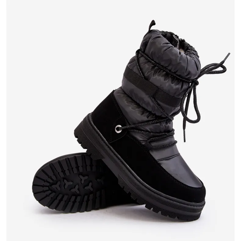 Children's Waterproof Wool-Insulated Snow Boots Black Romaine