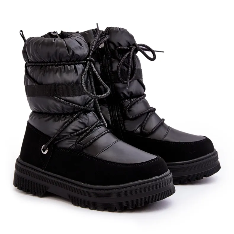 Children's Waterproof Wool-Insulated Snow Boots Black Romaine