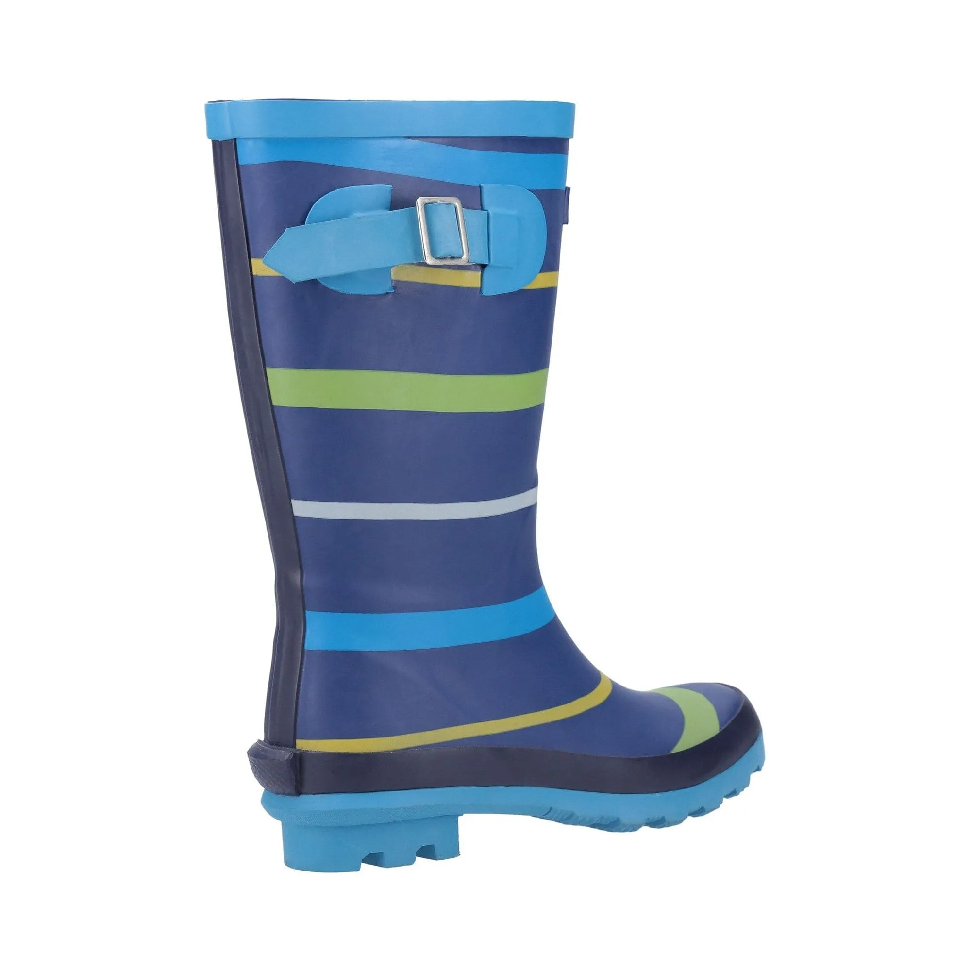 Cotswold Stripe Kids Wellington Boots - Blue/Green/Yellow