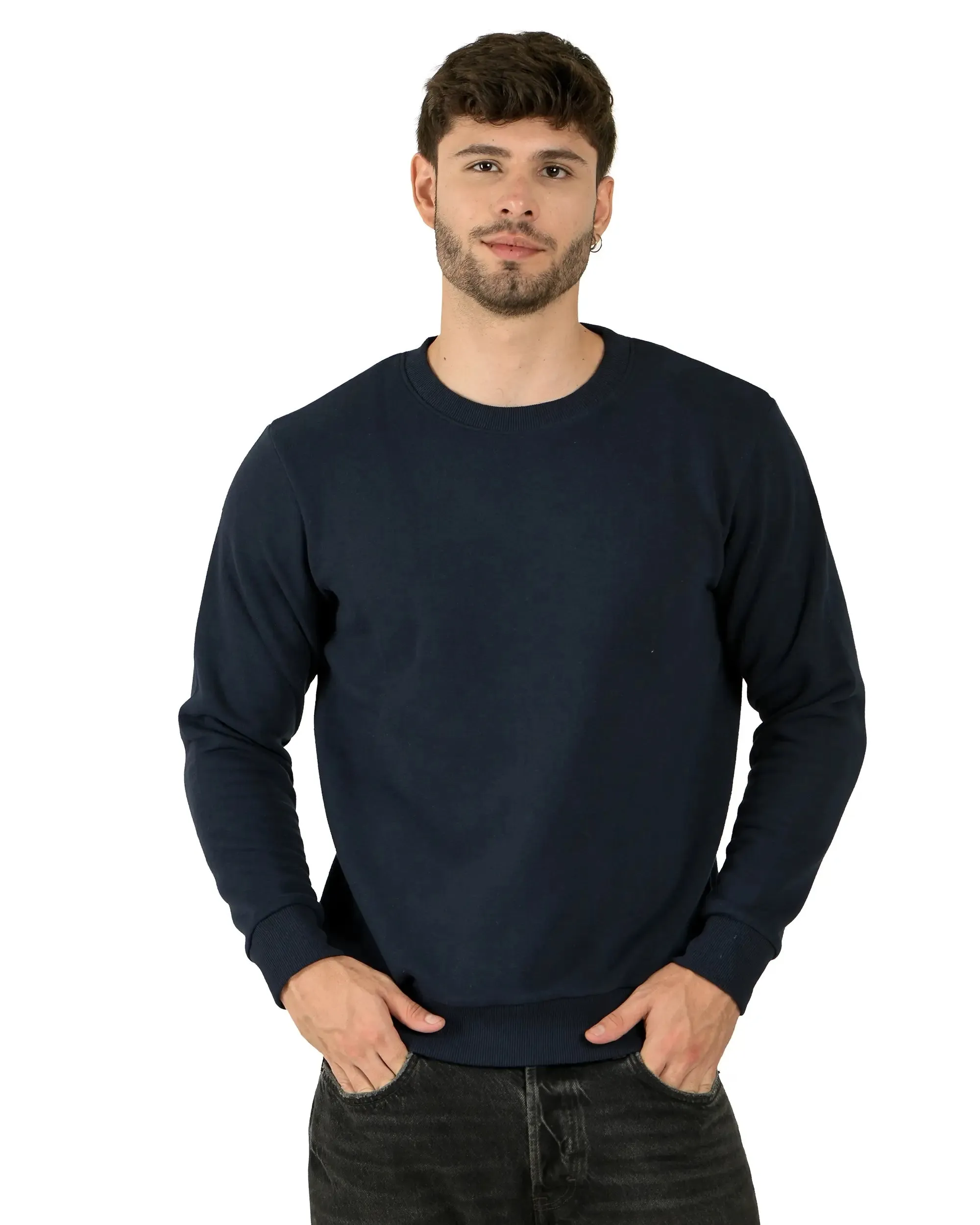 Crew Neck Sweatshirt (Unisex) Navy-50/50 Fleece