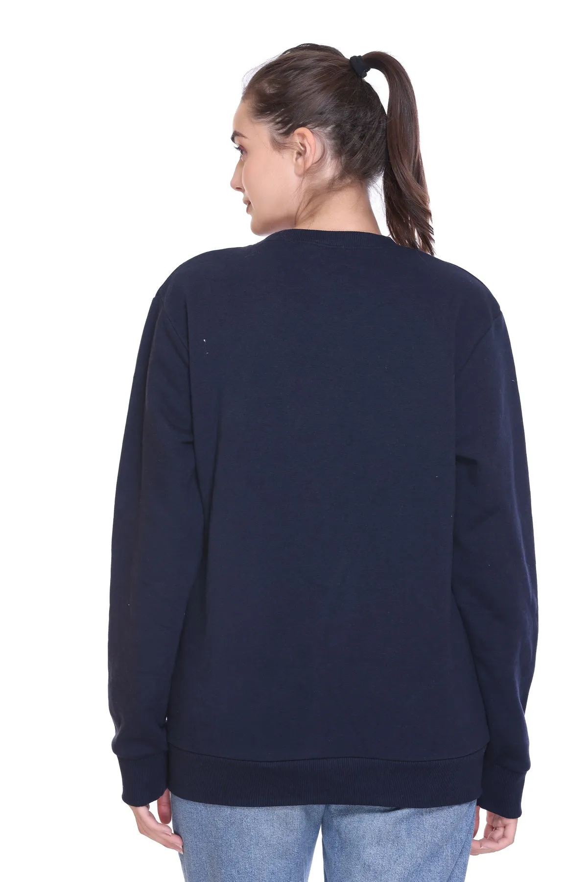 Crew Neck Sweatshirt (Unisex) Navy-50/50 Fleece