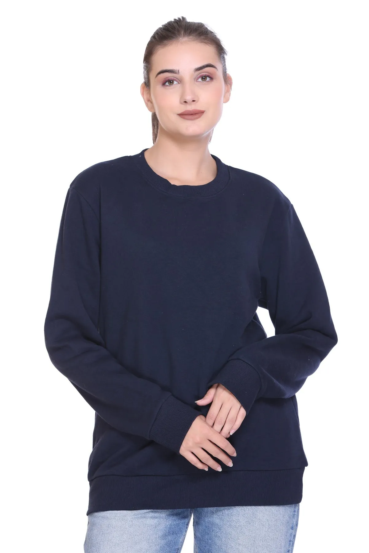 Crew Neck Sweatshirt (Unisex) Navy-50/50 Fleece