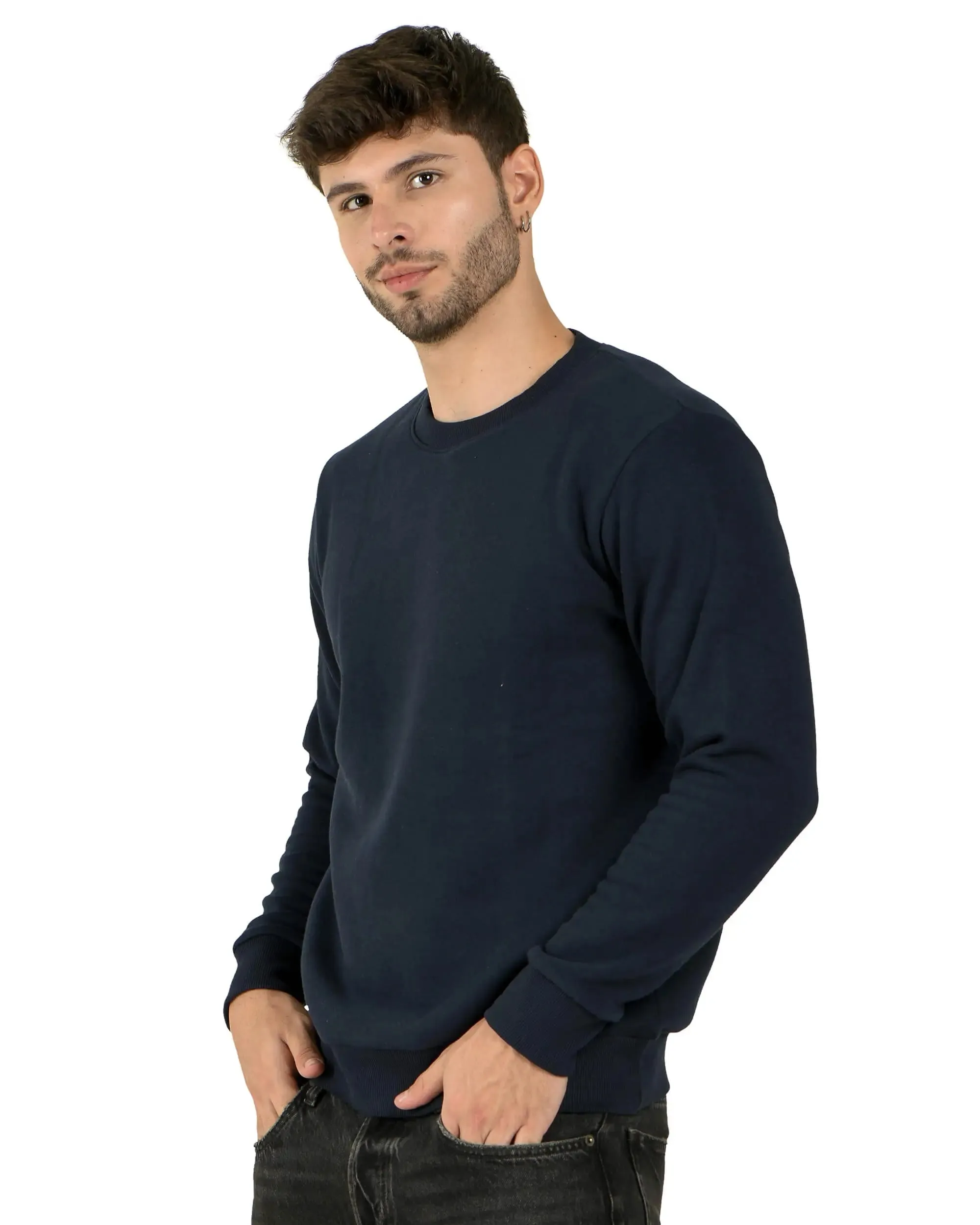 Crew Neck Sweatshirt (Unisex) Navy-50/50 Fleece