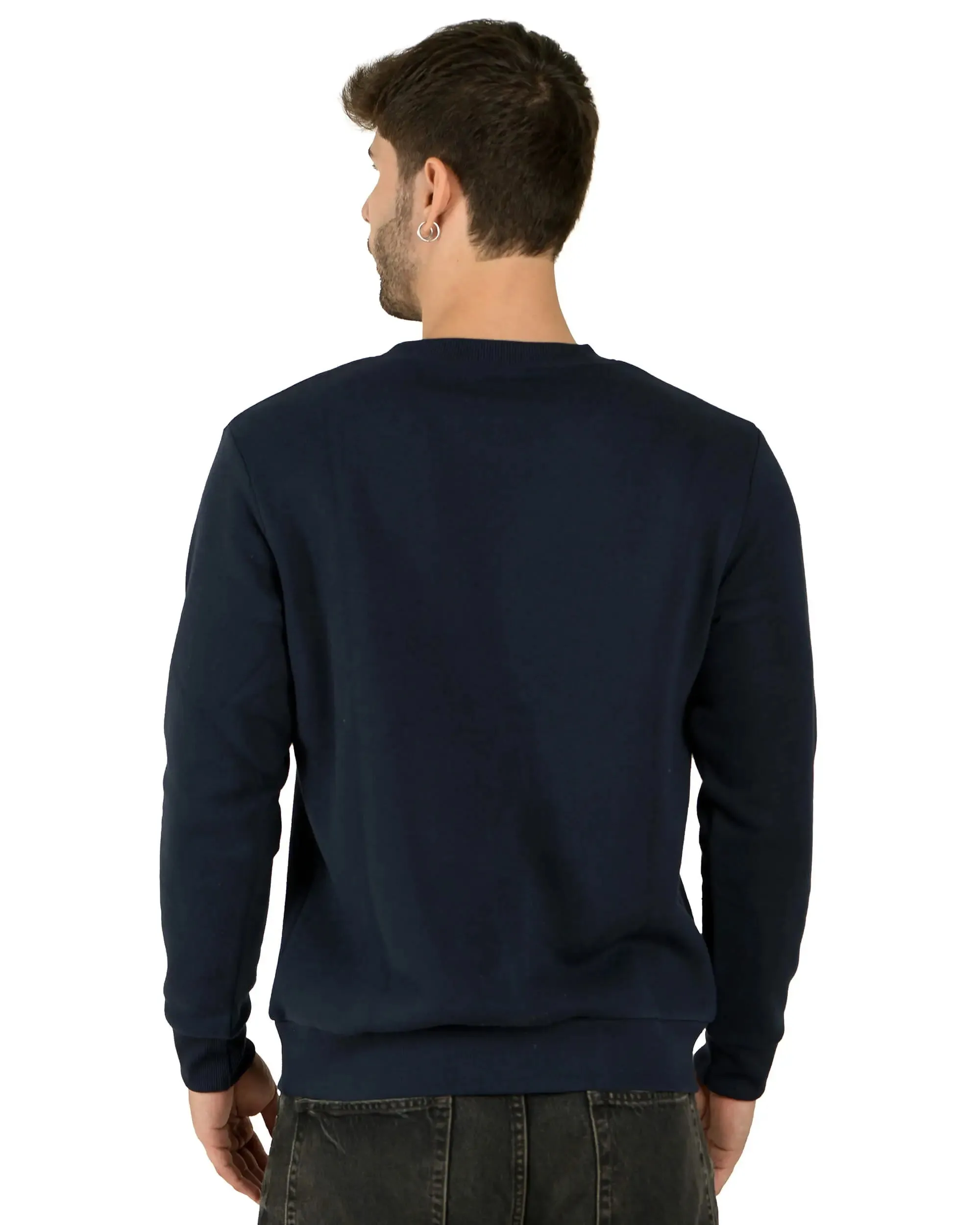 Crew Neck Sweatshirt (Unisex) Navy-50/50 Fleece