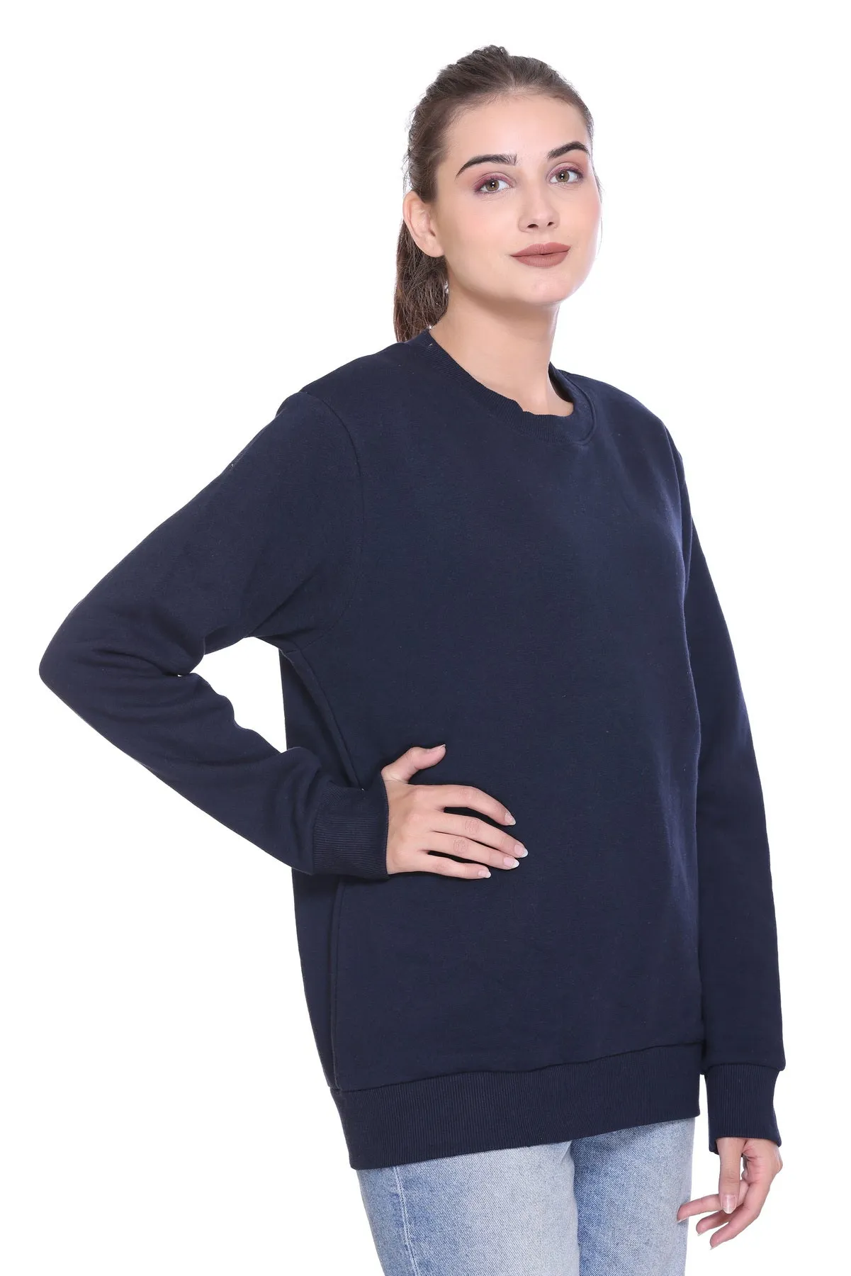 Crew Neck Sweatshirt (Unisex) Navy-50/50 Fleece