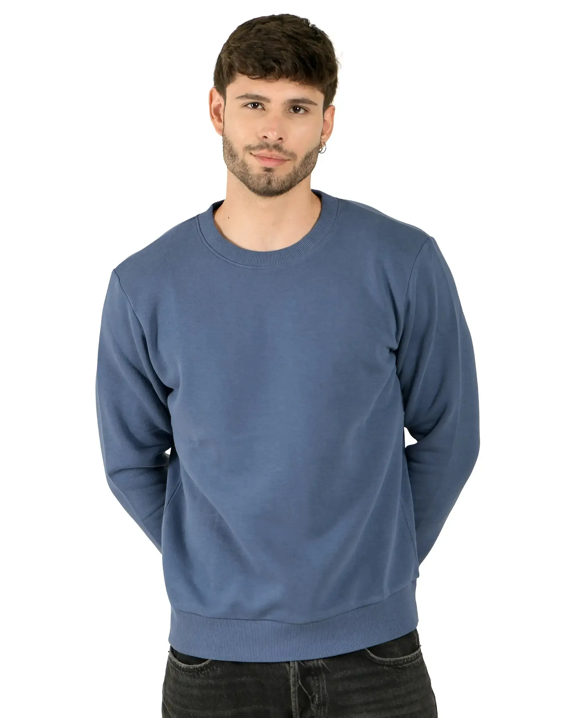 Crew Neck Sweatshirt (Unisex) Steel Blue-50/50 Fleece