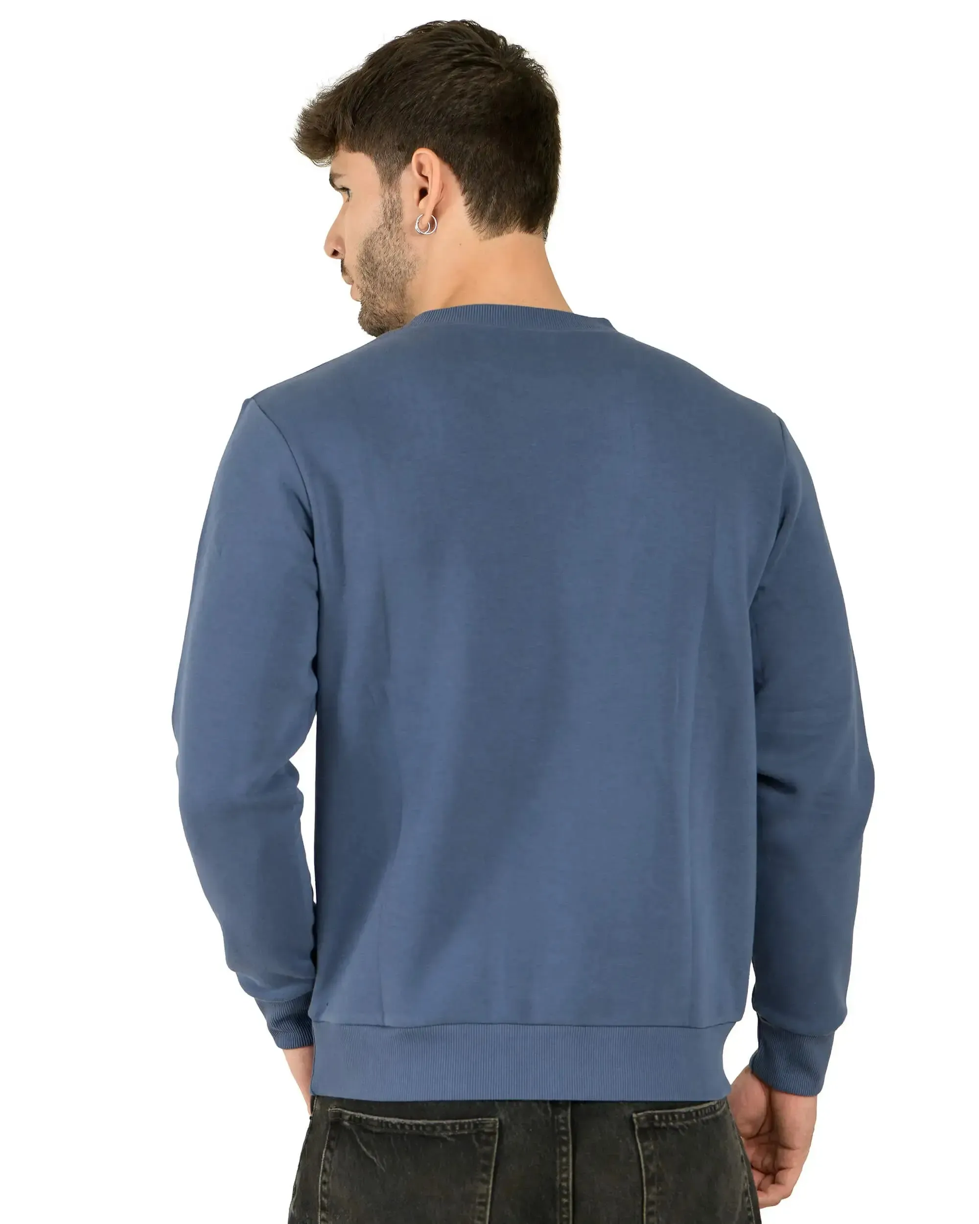 Crew Neck Sweatshirt (Unisex) Steel Blue-50/50 Fleece