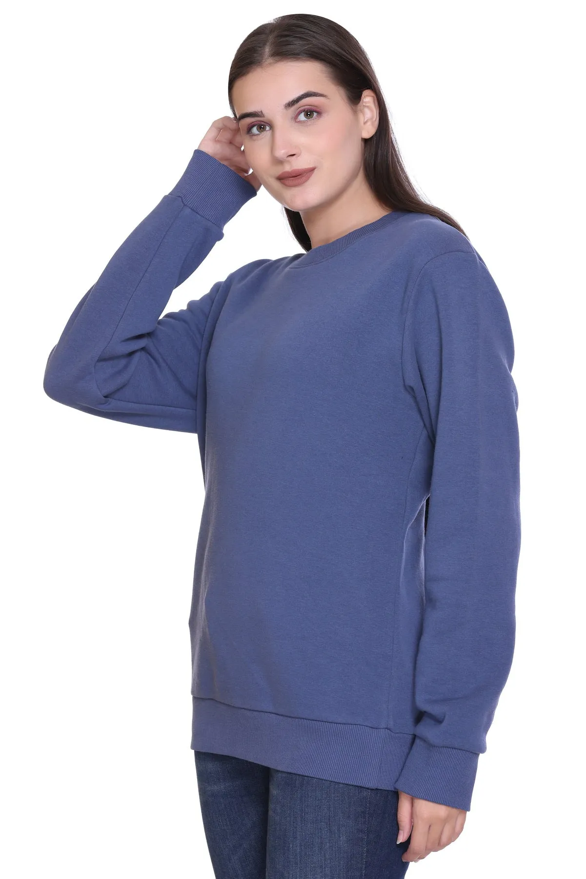 Crew Neck Sweatshirt (Unisex) Steel Blue-50/50 Fleece