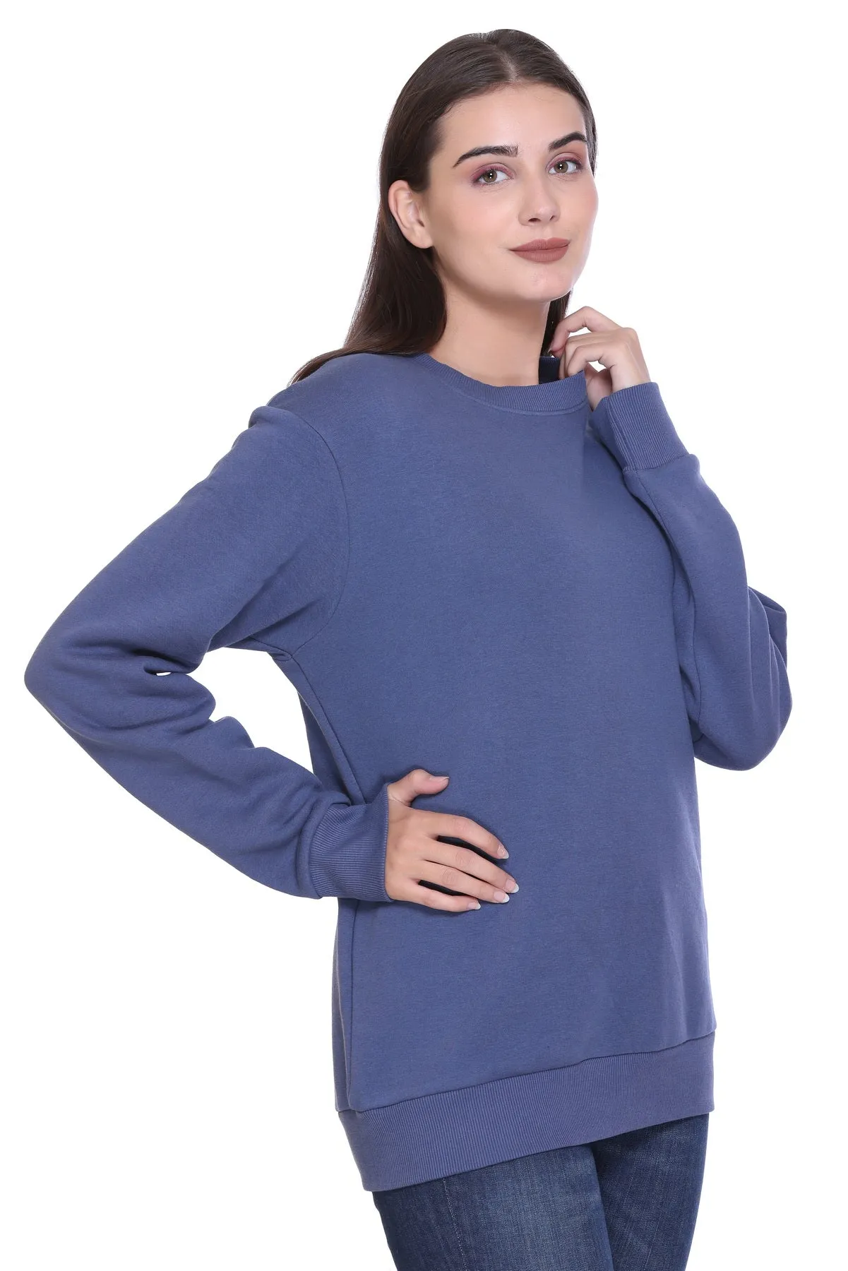 Crew Neck Sweatshirt (Unisex) Steel Blue-50/50 Fleece