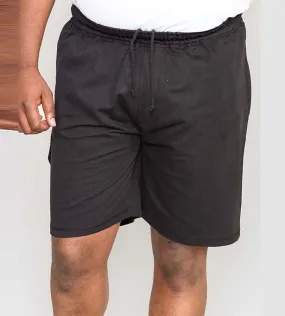 D555 Big Mens Black Lightweight Fleece Cotton Cargo Shorts (JOHN BLACK)