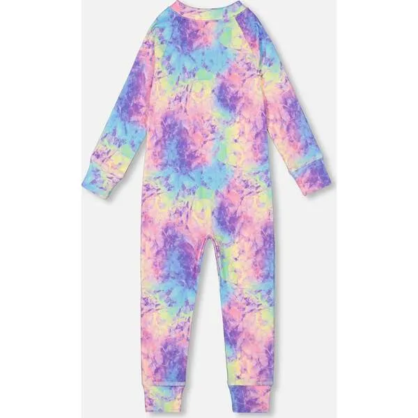 Deux par Deux Rainbow Print One-Piece Thermal Underwear, Multicolors