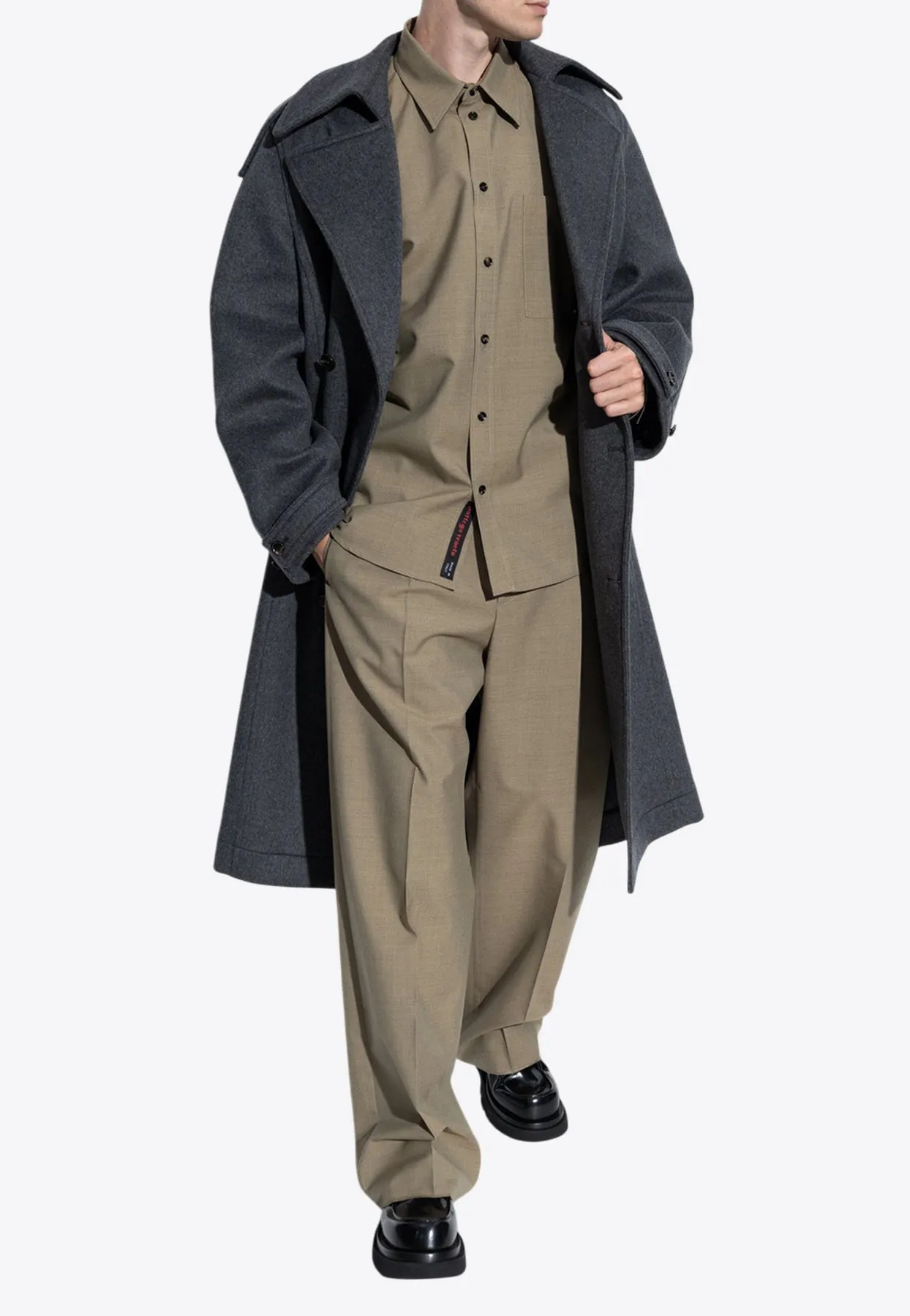 Double-Breasted Wool Trench Coat