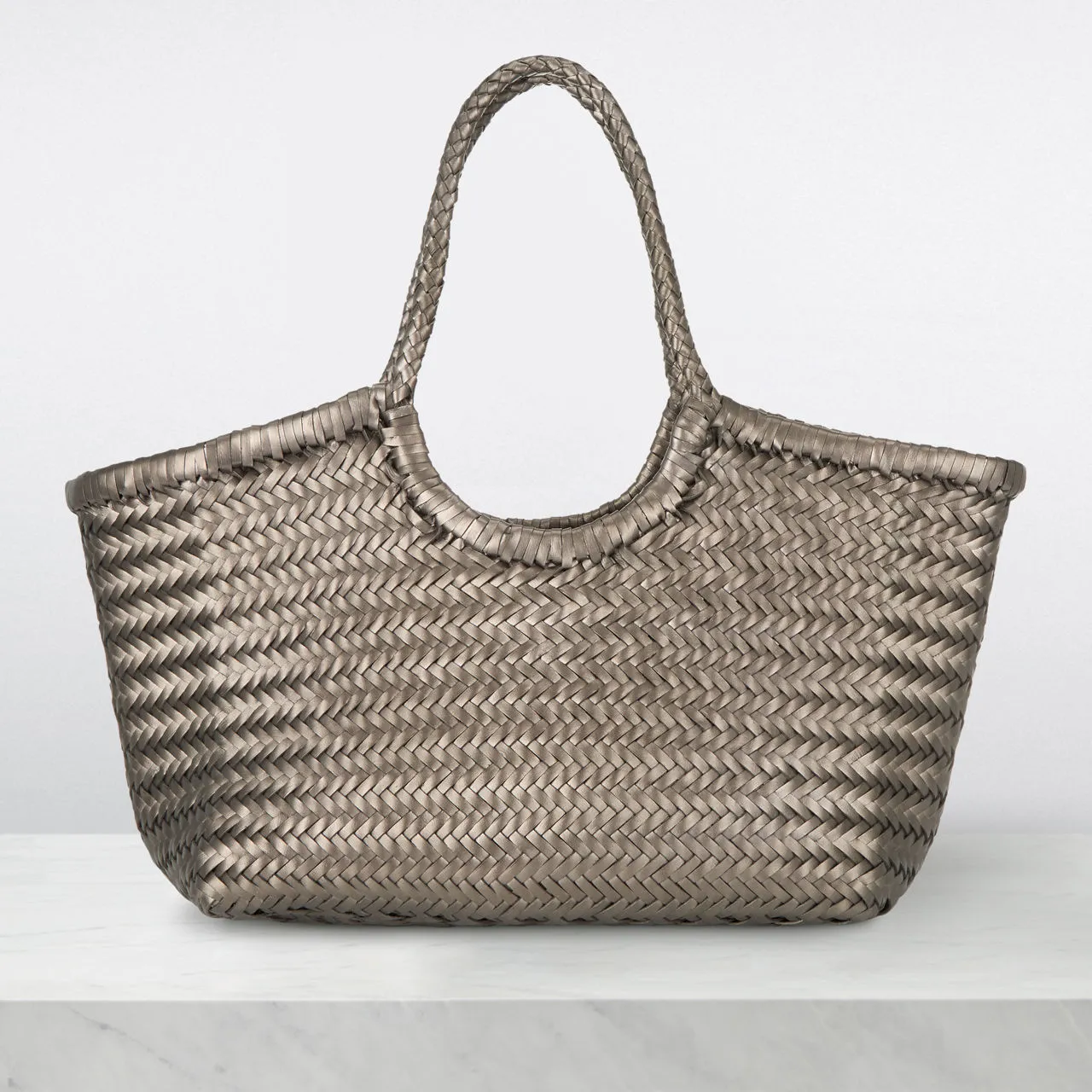 DRAGON DIFFUSION Nantucket Woven Leather Tote Bag - Covert Foil