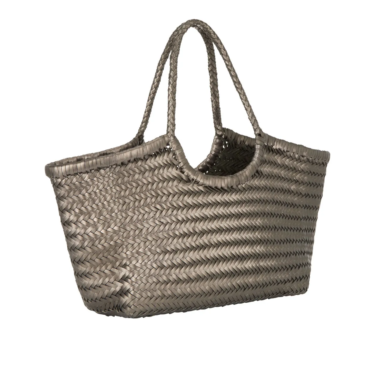 DRAGON DIFFUSION Nantucket Woven Leather Tote Bag - Covert Foil