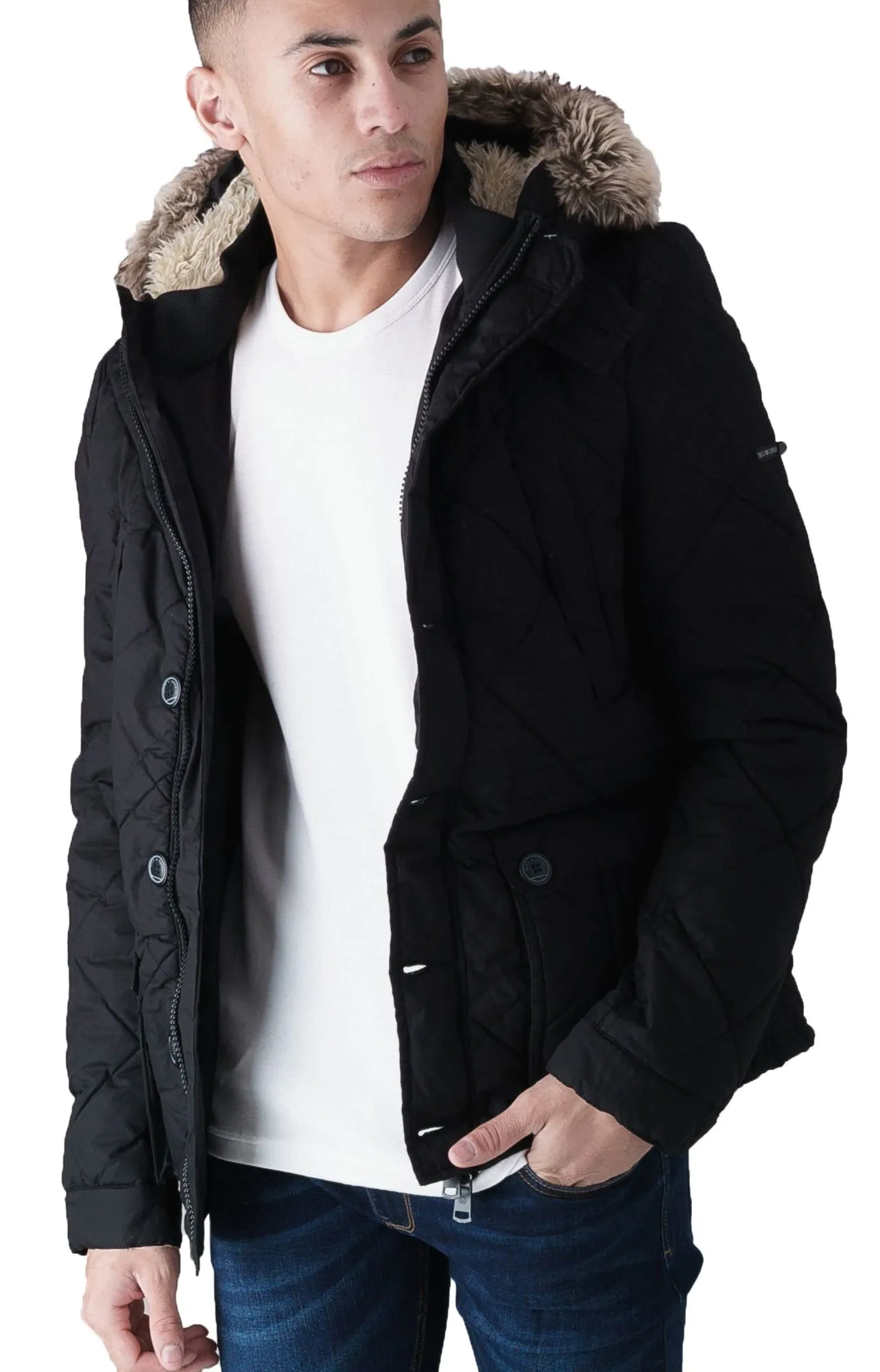 Duck and Cover Bazza Padded Parka Jacket Black