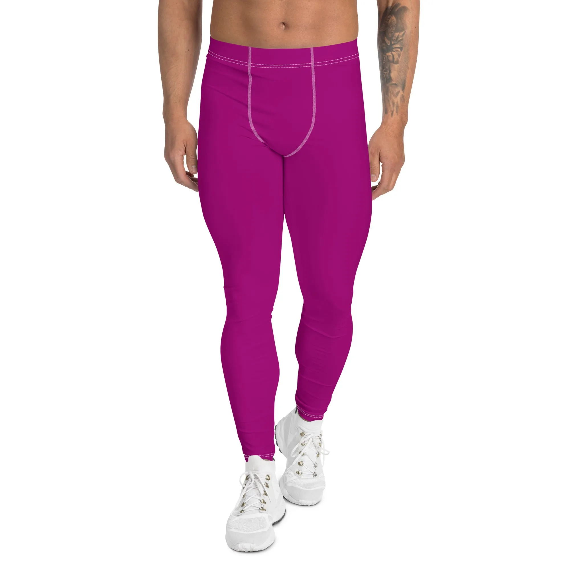 Effortless Active Style: Solid Color Leggings for Him - Vivid Purple