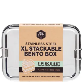 Ever Eco XL Stackable Stainless Steel Bento Box - 2 Tier + Mini Container