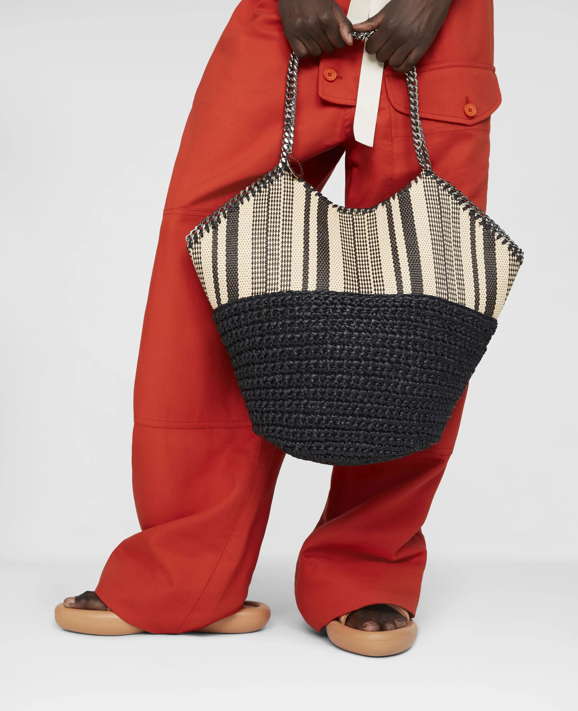 Falabella Large Striped Raffia Tote