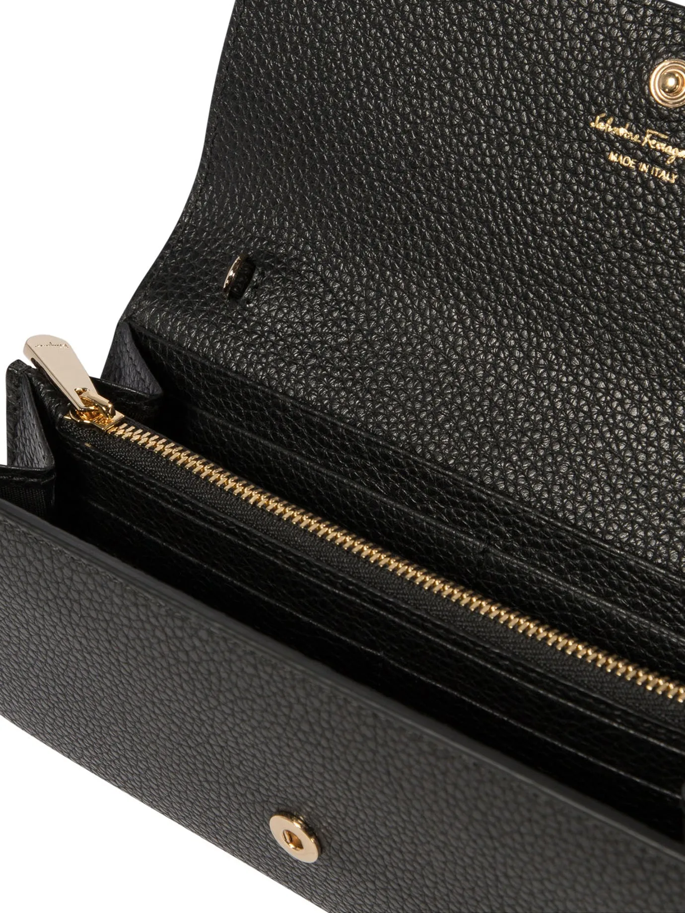 FERRAGAMO Elegant Gold-Clasp Crossbody Wallet Mini Bag