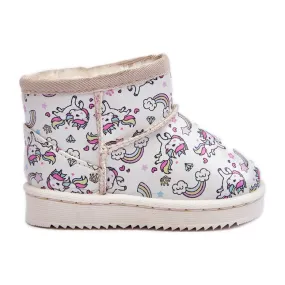 FR1 Children's Patterned Snow Boots Beige Elenet