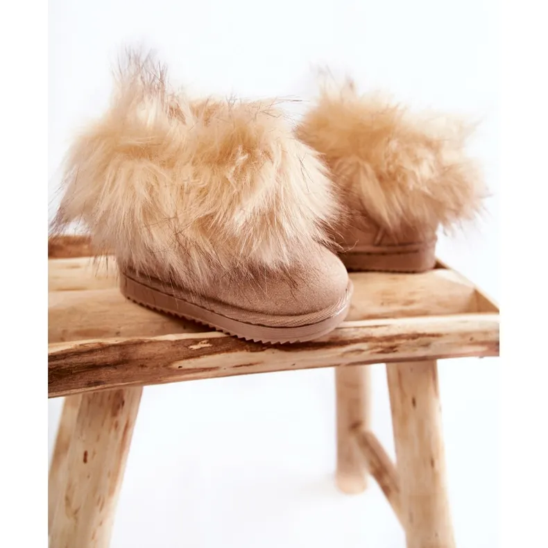 FR1 Children's Snow Boots With Fur Beige Ariana