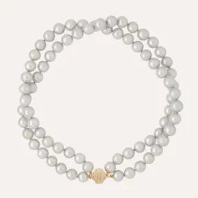 Freshwater Grey Potato Pearl Double Strand Necklace