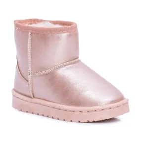 FRROCK Warm Children's Champagne Snow Boots Scooby pink golden