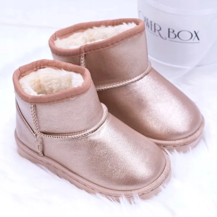 FRROCK Warm Children's Champagne Snow Boots Scooby pink golden