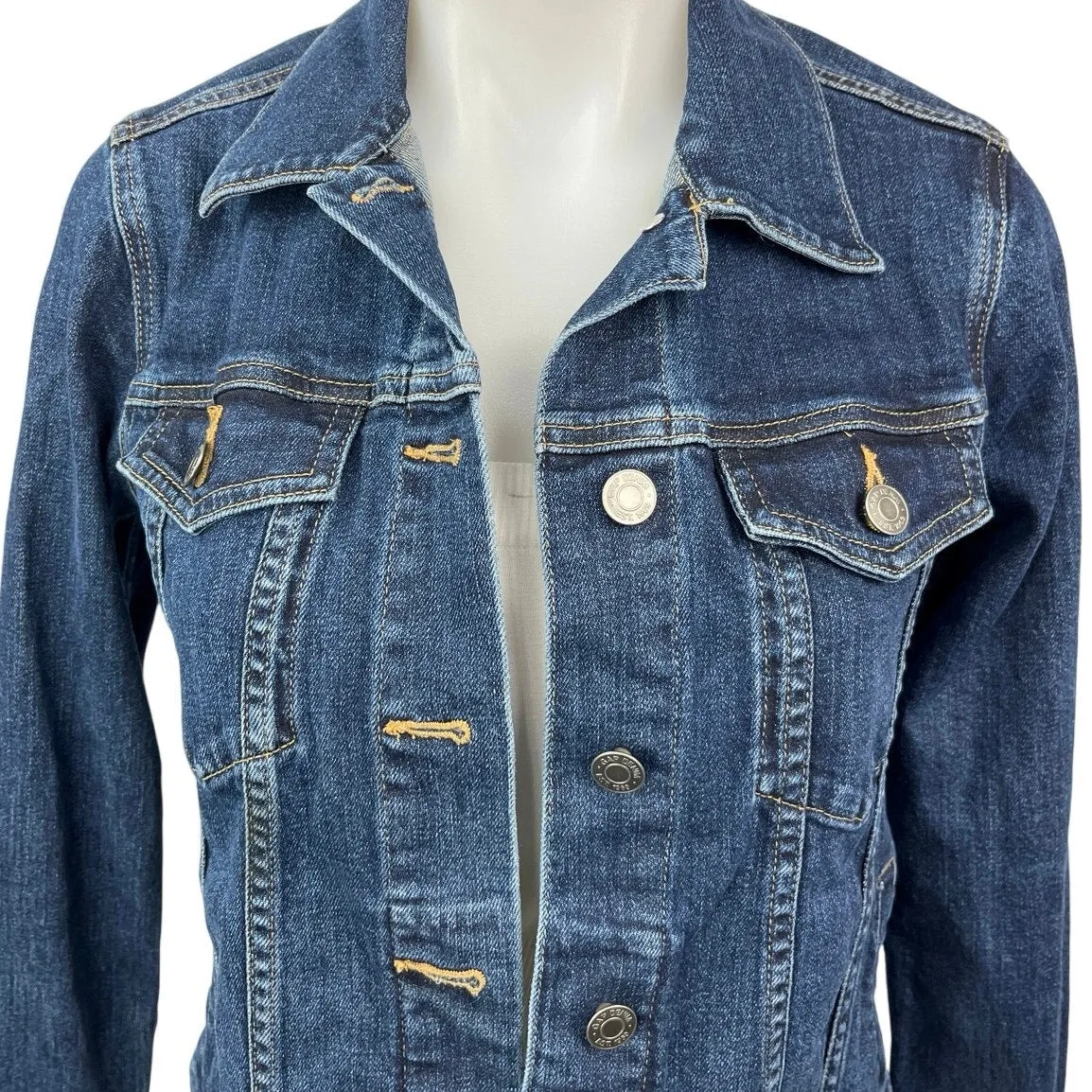 Gap Women's Blue Denim Button Down Long Sleeve Collar Jean Coat Jacket Size XS