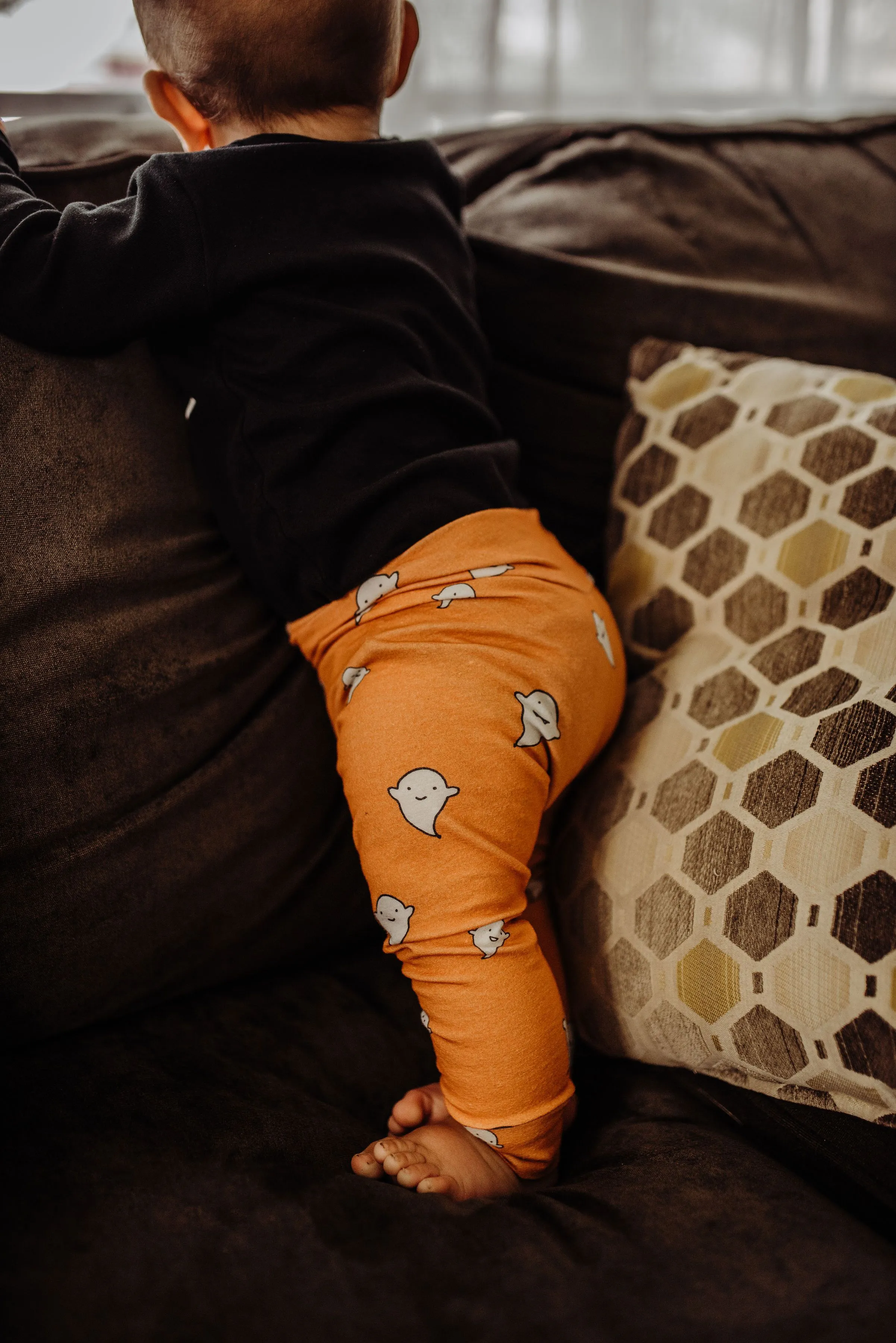 Ghosts on Orange Leggings