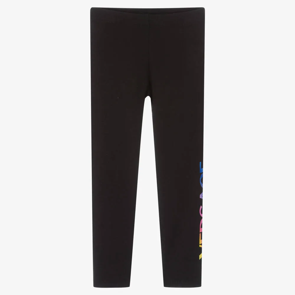 Girls Black Logo Leggings