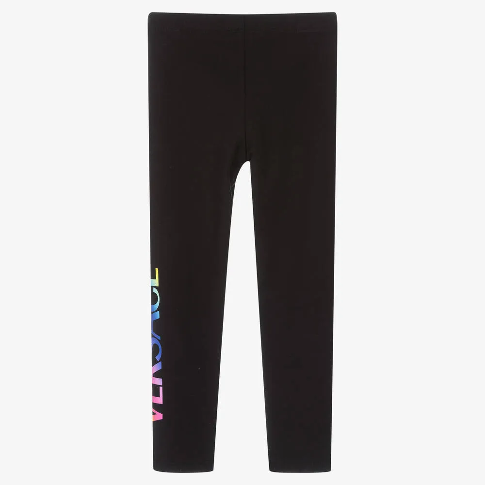 Girls Black Logo Leggings