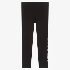 Girls Black Logo Leggings