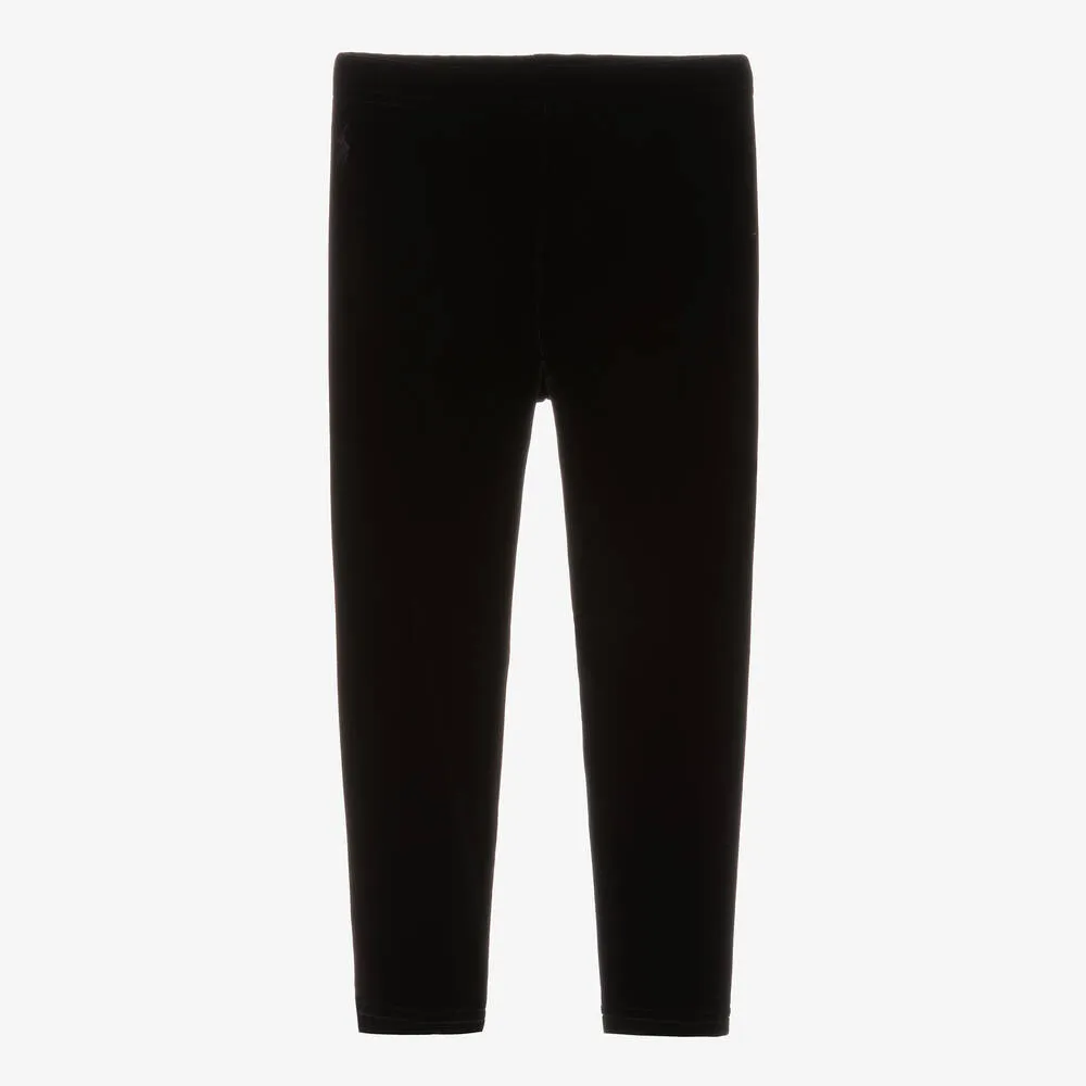 Girls Black Velour Leggings