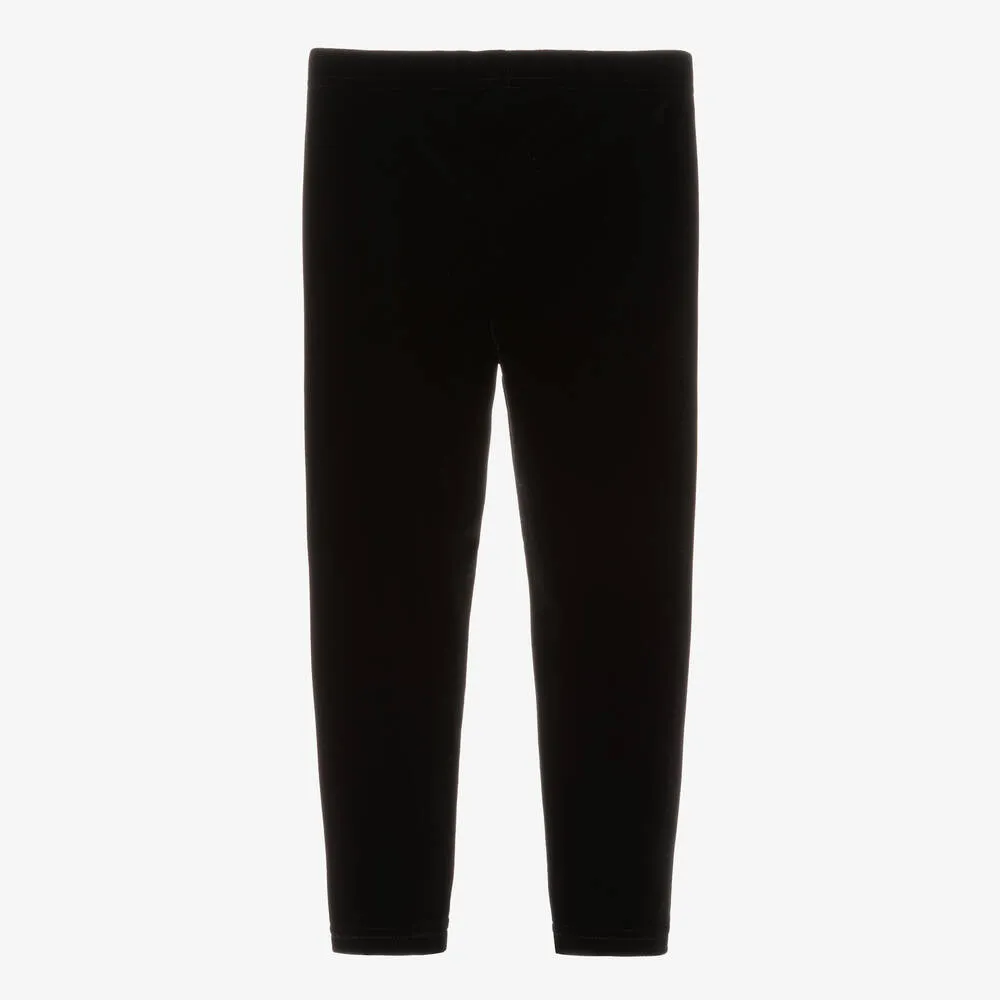 Girls Black Velour Leggings