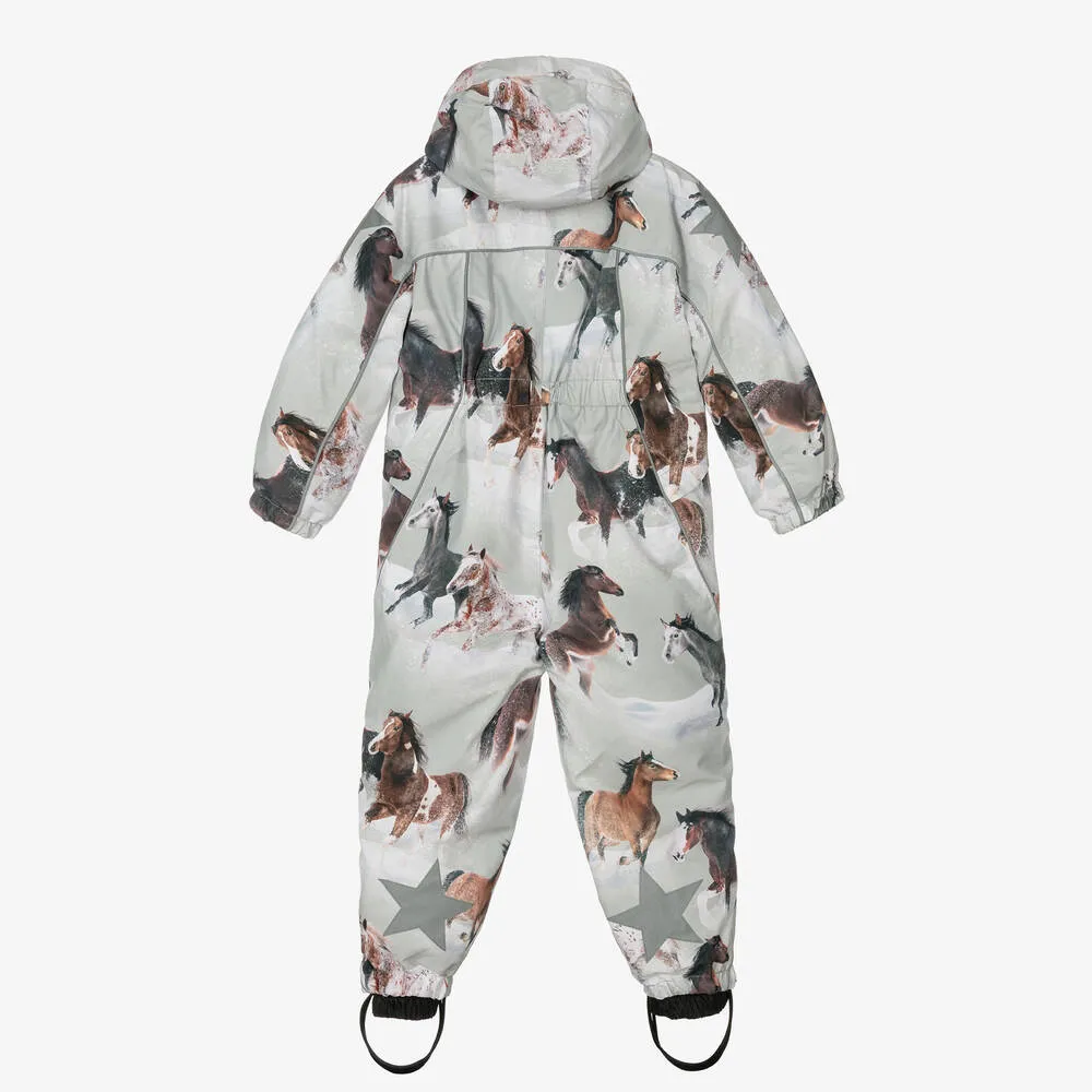 Girls Grey Horses Snowsuit