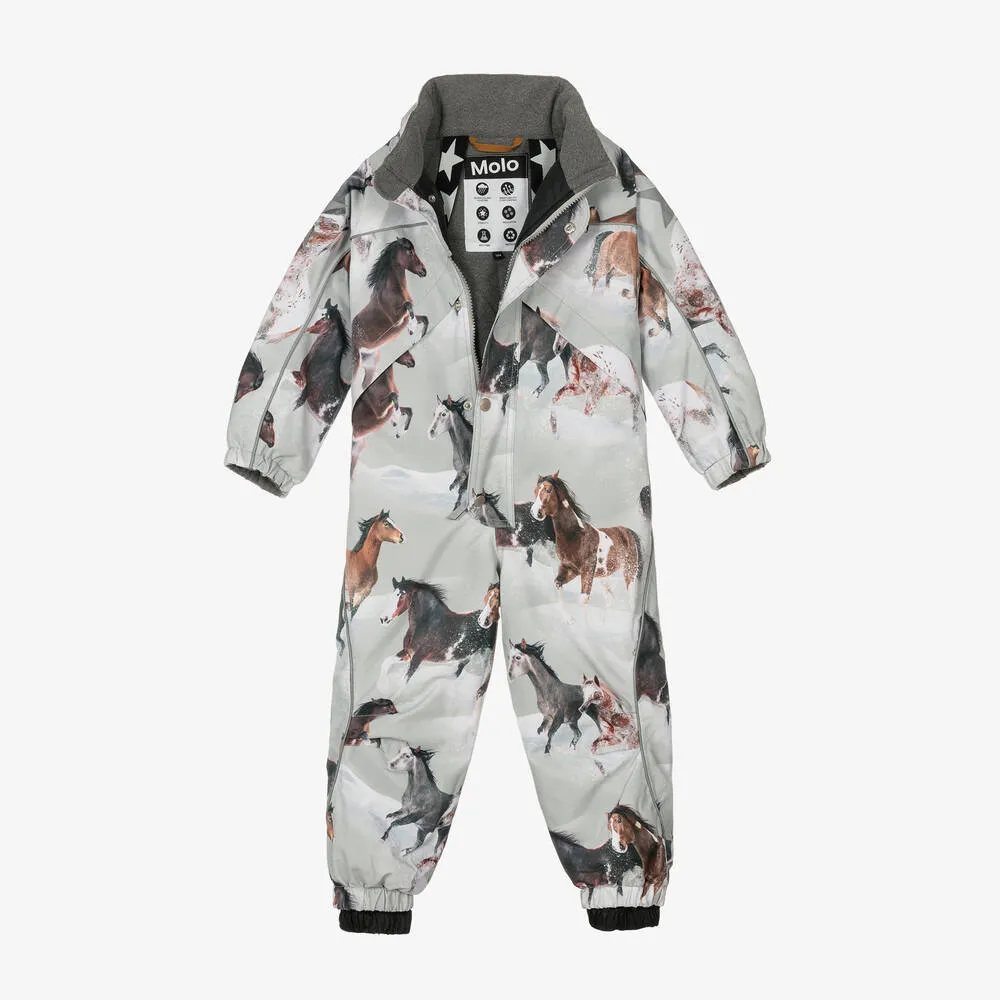 Girls Grey Horses Snowsuit