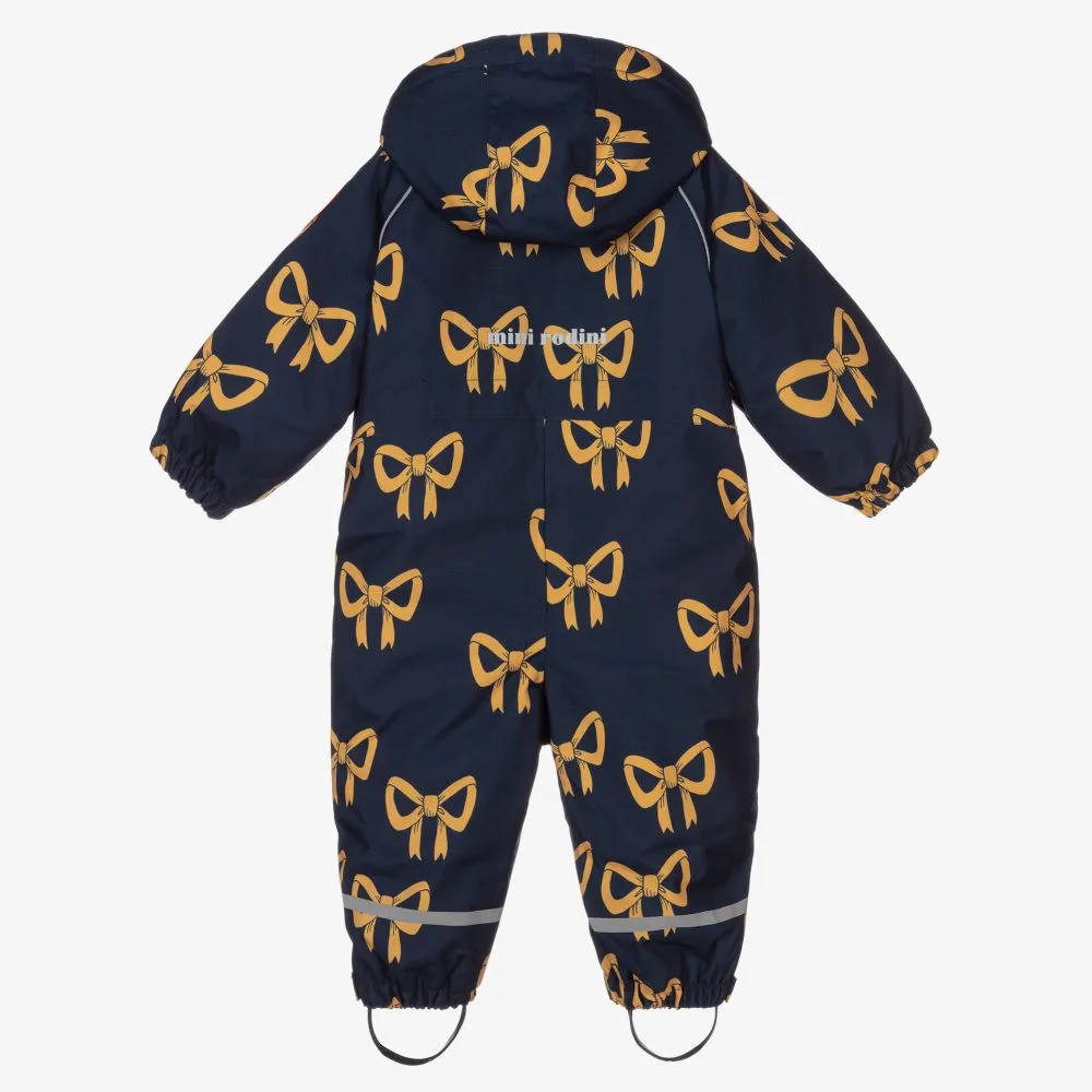 Girls Navy Blue Bow Snowsuit