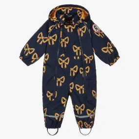 Girls Navy Blue Bow Snowsuit