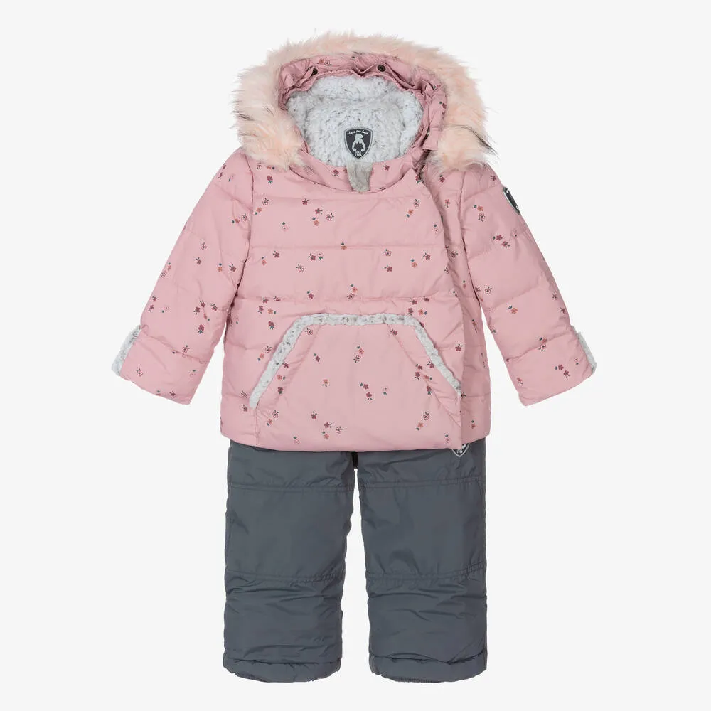 Girls Pink & Grey Snowsuit